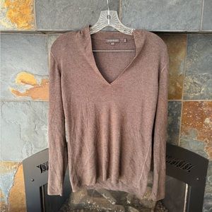 Repeat Cashmere V Neck Long Sleeve Sweater Chocolate Brown size Medium